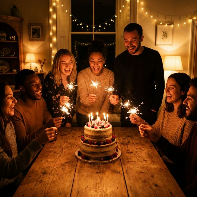 Birthday celebration with sparklers