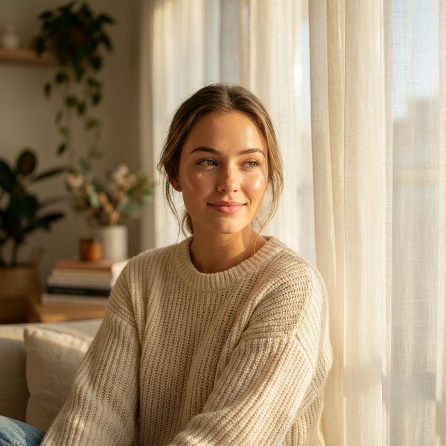 Woman in soft window light